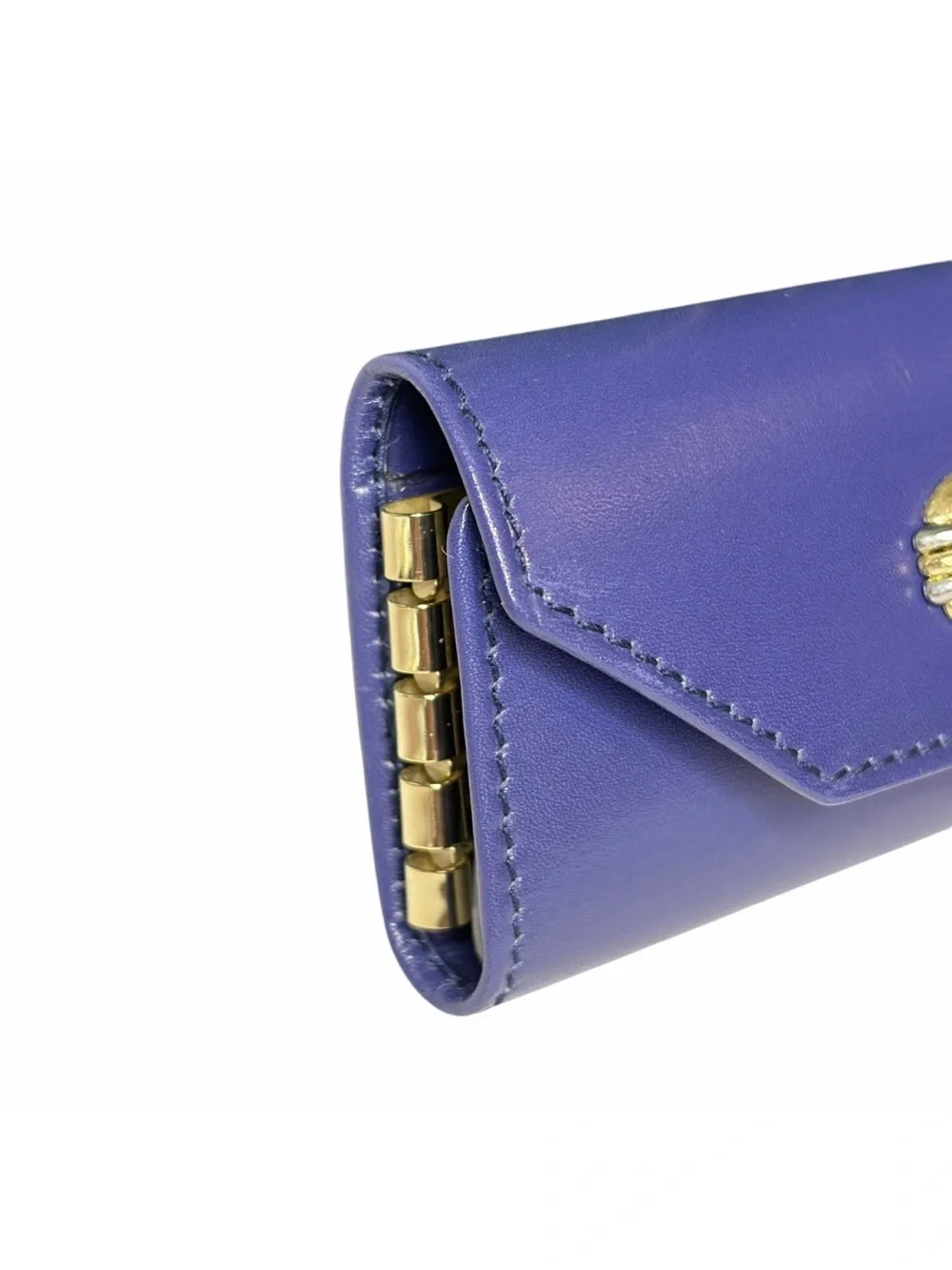Purple Leather Key Holder with Gold & Silver Cabochon Accent